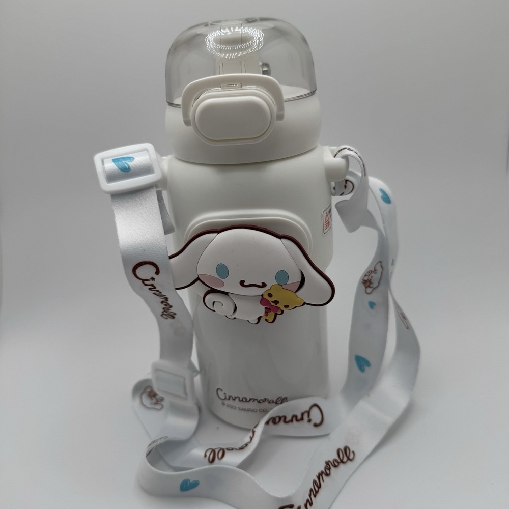 Sanrio Cinnamoroll White Insulated Water Bottle With Strap 16oz New